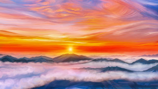 Sunset mountain range clouds orange 2 - orange sky free wallpaper