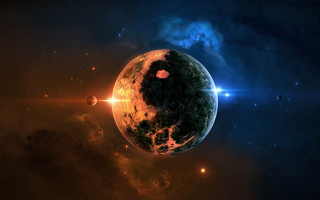Planet star bright light space - a star in the middle of it free wallpaper