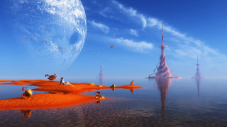 Beach people blueball space matte - chris moore free wallpaper