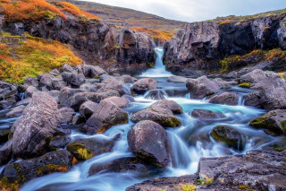 Water stream rocks valley mountain - a valley free wallpaper