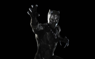 Black panther gesture portrait monochrome - his hands out free wallpaper