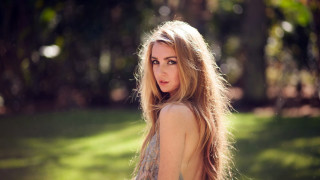 Blonde woman field bokeh fashion - christabel dennison free wallpaper for desktop