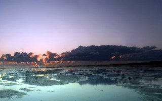Sunset clouds reflection water bridge - the sky and water free wallpaper