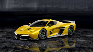 Yellow sports car dark room 18 - reflective free wallpaper