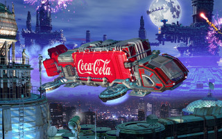 Futuristic coca cola car flying - dorothy coke free wallpaper