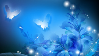 Blue flower butterflies star sparkles - butterfly free wallpaper