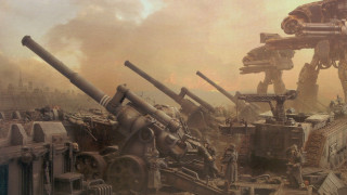 Large tank assembly dieselpunk matte - a field of grass and dirt free wallpaper for desktop