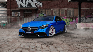 Blue car graffiti building 3d - graffiti free wallpaper