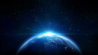 Earth space sun stars background - a view of the earth free wallpaper