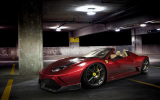 Red sports car parking garage 8 - a yellow light free wallpaper for desktop
