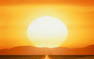 Desert road sunset mountains ocean - the middle of a desert free wallpaper for desktop