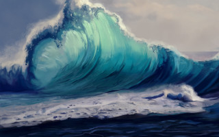 Large wave ocean bird sky - in the ocean free wallpaper