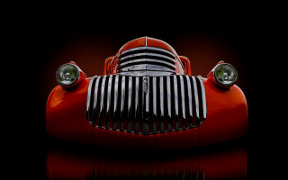 Red car black stripe headlights 2 - detailed face free wallpaper