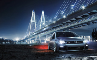 Car bridge night lights city - a bridge in the background free wallpaper for desktop