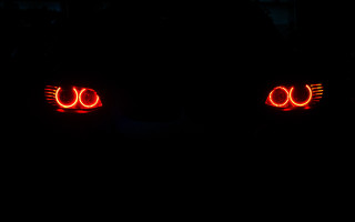 Red lights glowing eyes girls - a white line free wallpaper for desktop