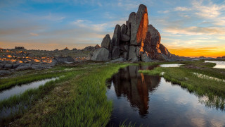 Rock formation river sunset namatjira - albert namatjira free wallpaper