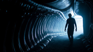 Metal pipes man night starry - the end of the tunnel free wallpaper for desktop