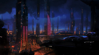 Futuristic city night architecture bridge - afrofuturism free wallpaper for desktop