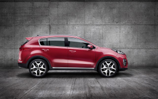 Red car concrete wall pavement - a concrete wall behind free wallpaper