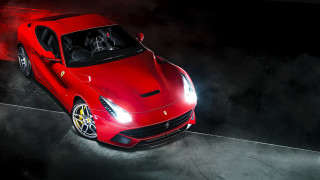 Red sports car above dark 2 - smoke and fog behind free wallpaper