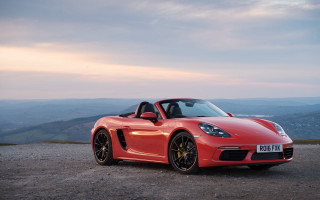 Red sports car mountains sunset 4 - 4k uhd image free wallpaper