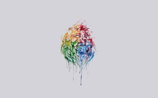 Multicolored brain paint splatters gray - carne griffiths free wallpaper