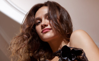 Woman blowing hair elina karimova 2 - free portrait wallpaper for desktop