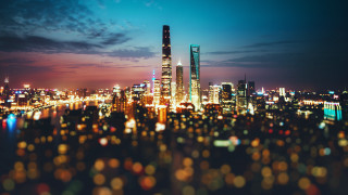 City skyline night lights tilt - cityscape free wallpaper for desktop