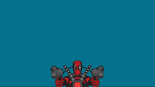 Deadpool guns blue red minimalism - adam bruce thomson free wallpaper