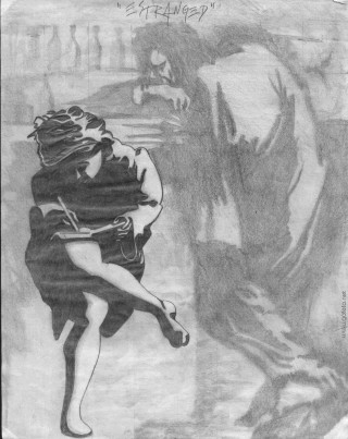 Woman holding mans head arm - a charcoal drawing free wallpaper