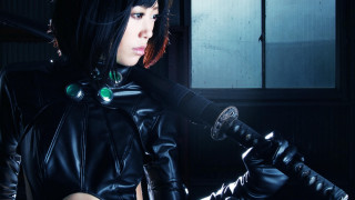 Woman black leather sword cosplay - cosplay free wallpaper for desktop