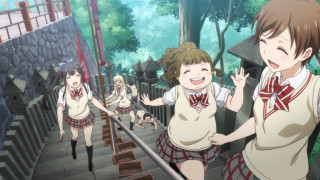 Girls walking stairs school uniforms - a set of stairs free wallpaper