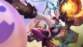 Jinx bluehair gun ball egg - free 3d render wallpaper