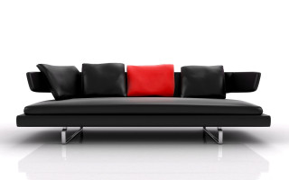 Black couch red pillows white - a black couch free wallpaper