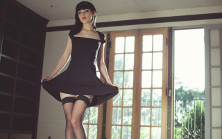 Gothic evaline ness blackdress stockings - a short black dress free wallpaper