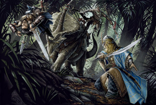 Knight dragon woods sword man - their hand and a man free wallpaper