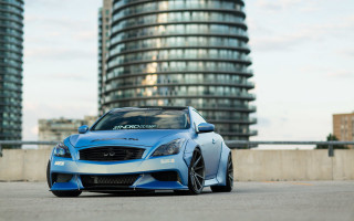 Blue car cityscape building motor - a blue car free wallpaper for desktop