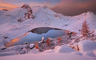 Mountain lake sunset clouds winter - auseklis ozol free wallpaper for desktop