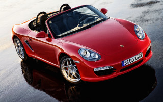 Red sports car wet beach - wet free wallpaper for desktop