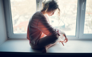 Woman sitting window snow indoor - the snow outside free wallpaper