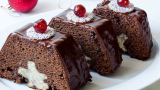 Chocolate cake cherries plate fork - cherry free wallpaper