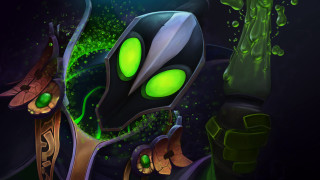 Green alien glowing eyes black 2 - a green alien free wallpaper