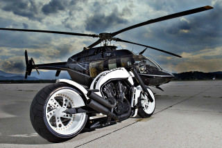 Motorcycle runway cloudy sky helicopter - a runway under a cloudy sky free wallpaper