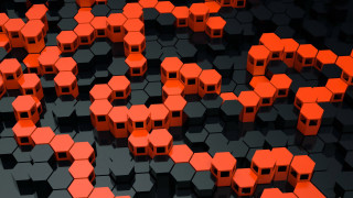 Orange cubes black surface redshift - beeple free wallpaper