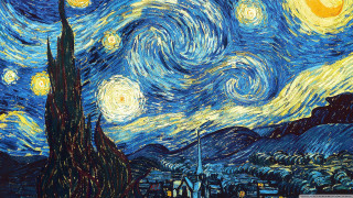 Starry night building church foreground 2 - a pointillism painting free wallpaper