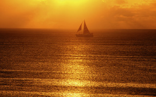 Sailboat ocean sunset impressionist photography - over the water free wallpaper for desktop