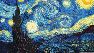 Starry night building church background - postimpressionism free wallpaper