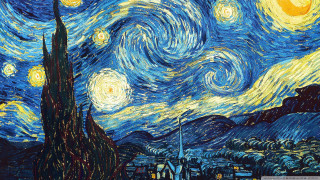 Starry night building church background 3 - postimpressionism free wallpaper