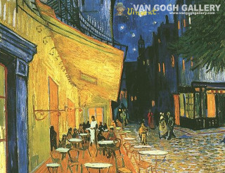 Street night people walking building - postimpressionism free wallpaper
