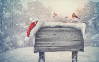 Wooden sign santa hat snow - a wooden sign free wallpaper
